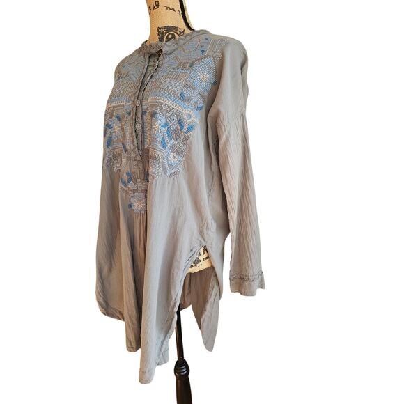 Biya Johnny Was Bohemian Embroidered Blue/Gray Tunic Womens Sz S - Picture 8 of 9
